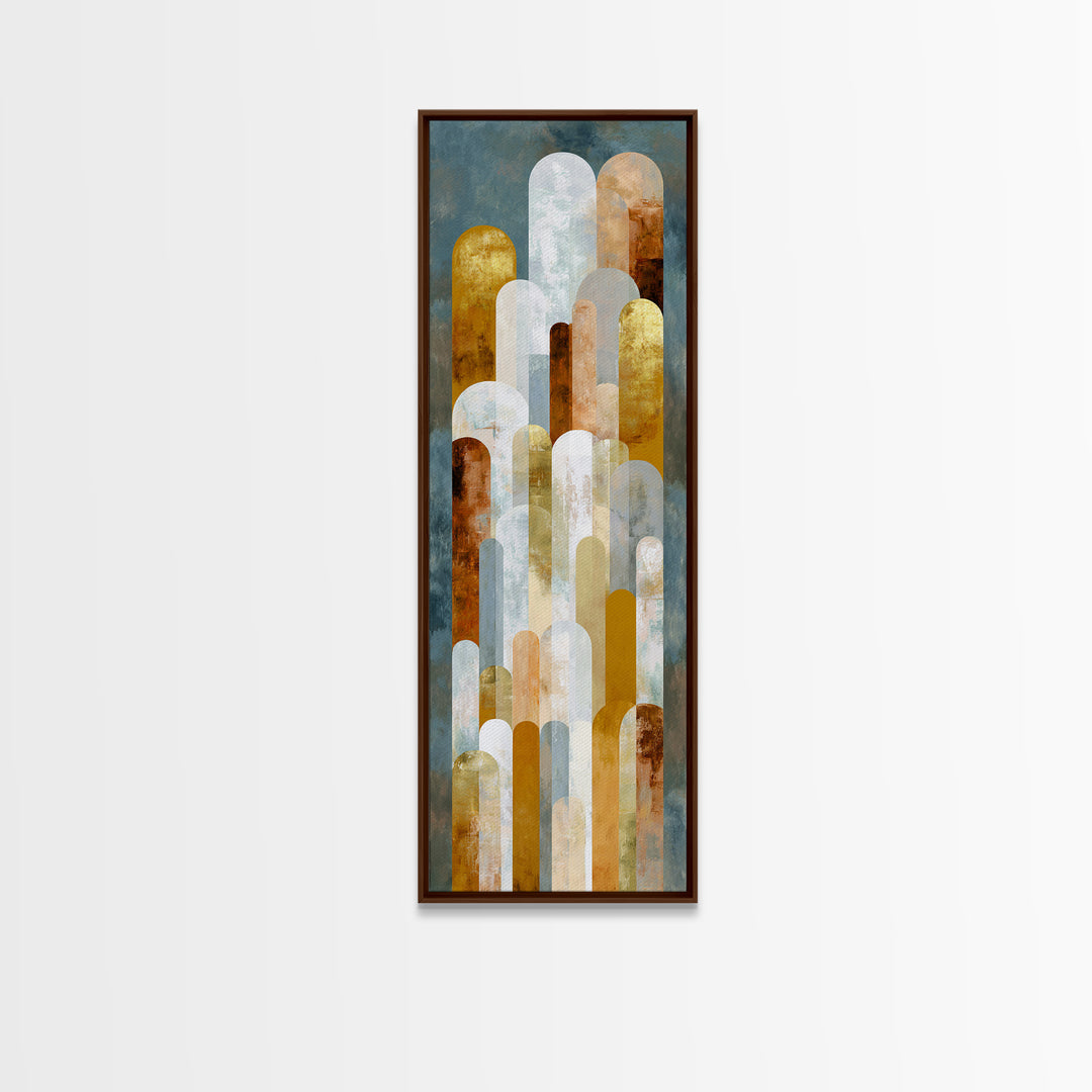 Gold Accented Abstract Arches Framed Canvas Print, Master Bedroom, Signs for Home, Bedroom Decor, Abstract Art, Sanctuary, MAS-1x3-92