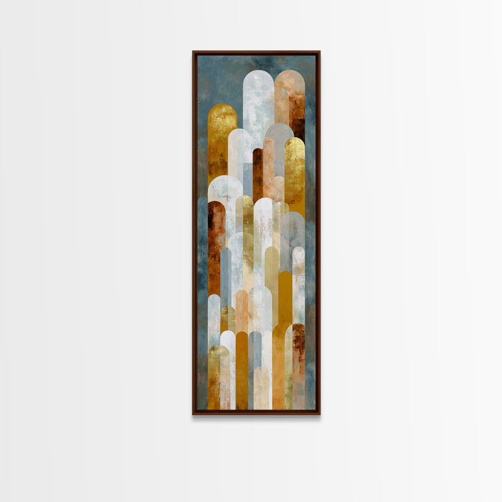 Gold Accented Abstract Arches Framed Canvas Print, Master Bedroom, Signs for Home, Bedroom Decor, Abstract Art, Sanctuary, MAS-1x3-92