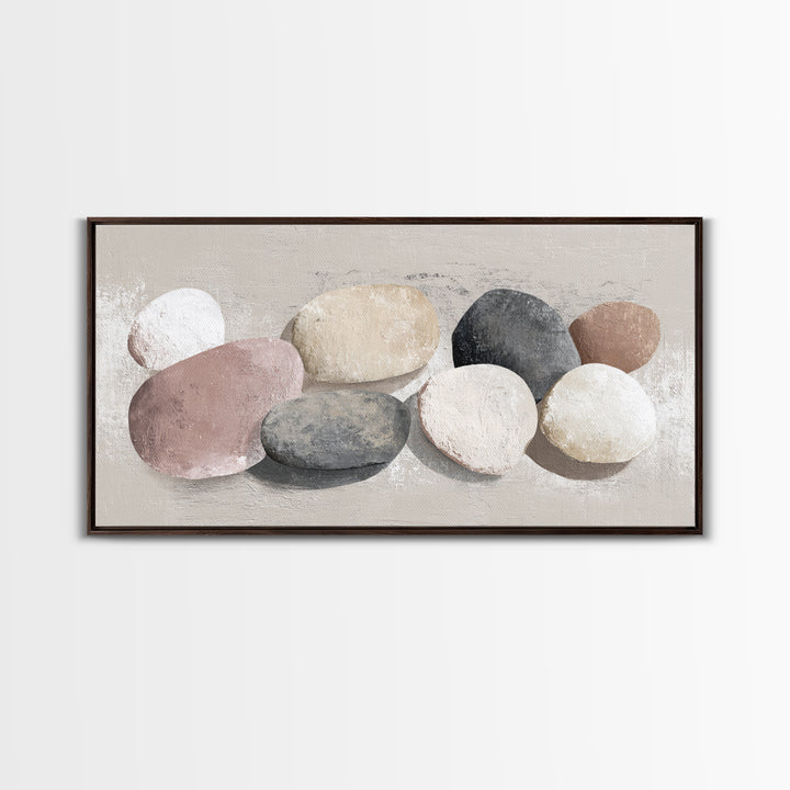 Minimal Stone Shapes Framed Canvas Print, Master Bedroom, Room Decor, Bedroom Decor, Abstract Art, Sanctuary, Wall Decal, MAS-2x1-12