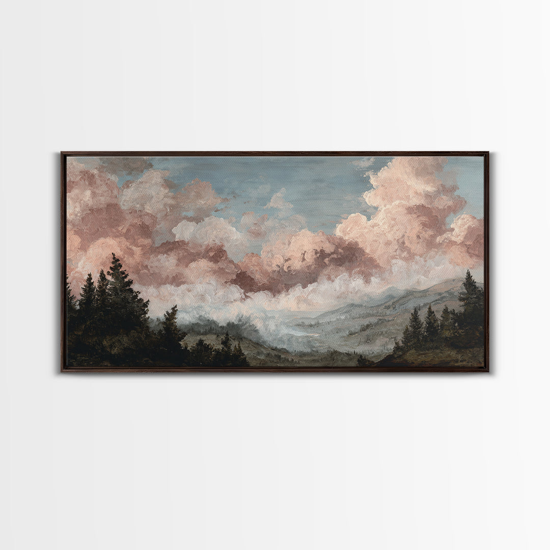 Blush and Taupe Cloudscape Canvas Print, Master Bedroom, Bedroom Decor, Abstract Art, Sanctuary, Printable Art, MAS-2x1-2