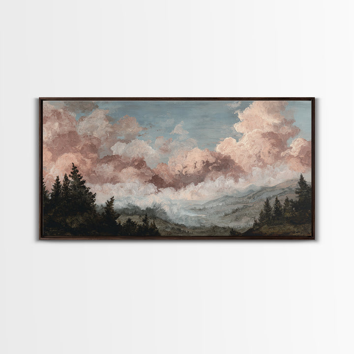 Blush and Taupe Cloudscape Canvas Print, Master Bedroom, Bedroom Decor, Abstract Art, Sanctuary, Printable Art, MAS-2x1-2