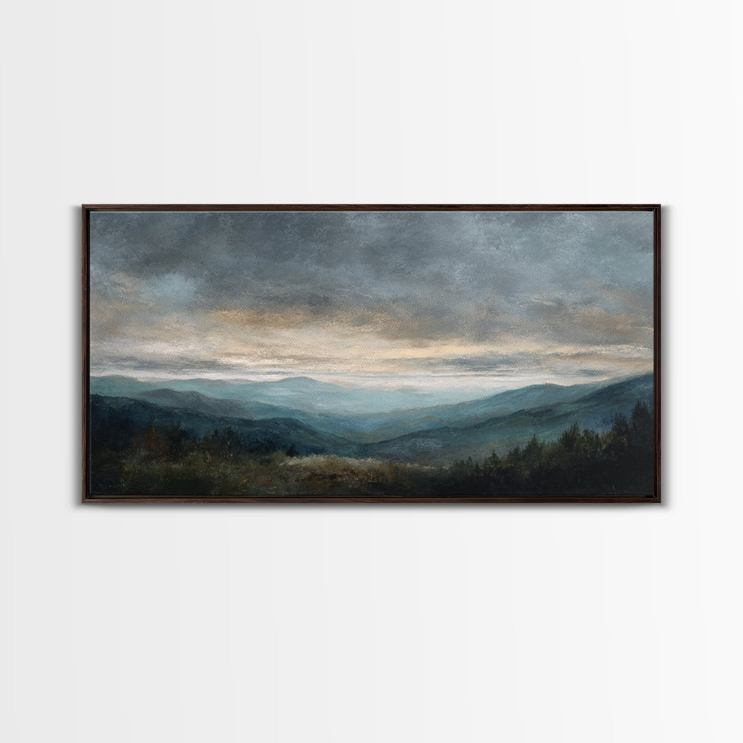 Soft Mountain Ridge Framed Canvas Print, Master Bedroom, Printable Wall Art, Bedroom Decor, Sanctuary, Minimalist Wall Art, MAS-2x1-33