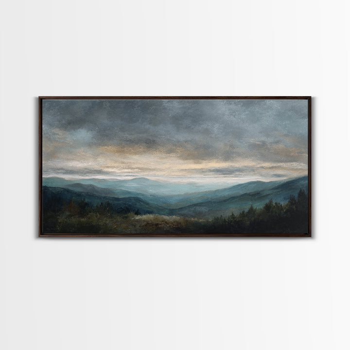 Soft Mountain Ridge Framed Canvas Print, Master Bedroom, Printable Wall Art, Bedroom Decor, Sanctuary, Minimalist Wall Art, MAS-2x1-33