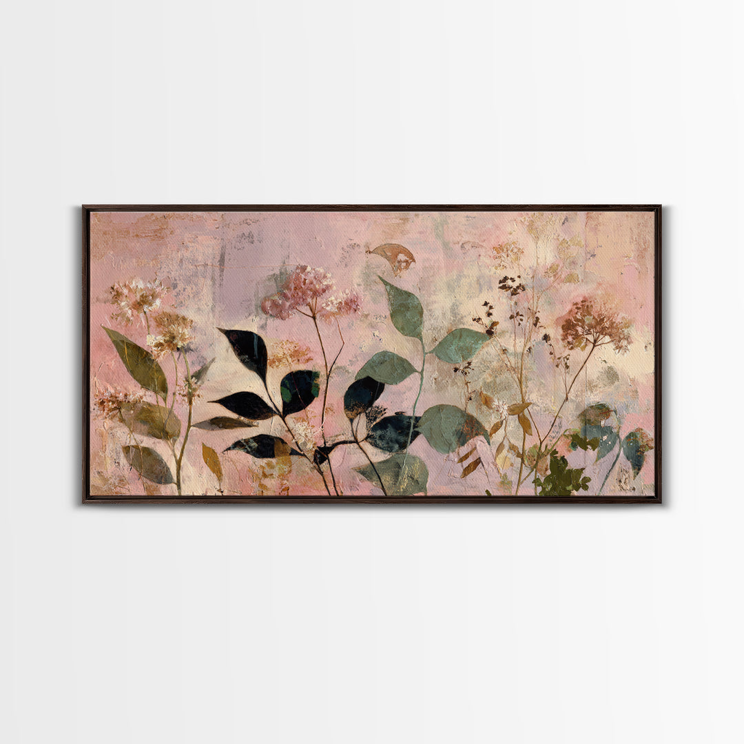 Dreamy Celestial Moon and Botanical Composition Canvas Print, Master Bedroom, Minimalist Wall Art, Bedroom Decor, Sanctuary, MAS-2x1-55