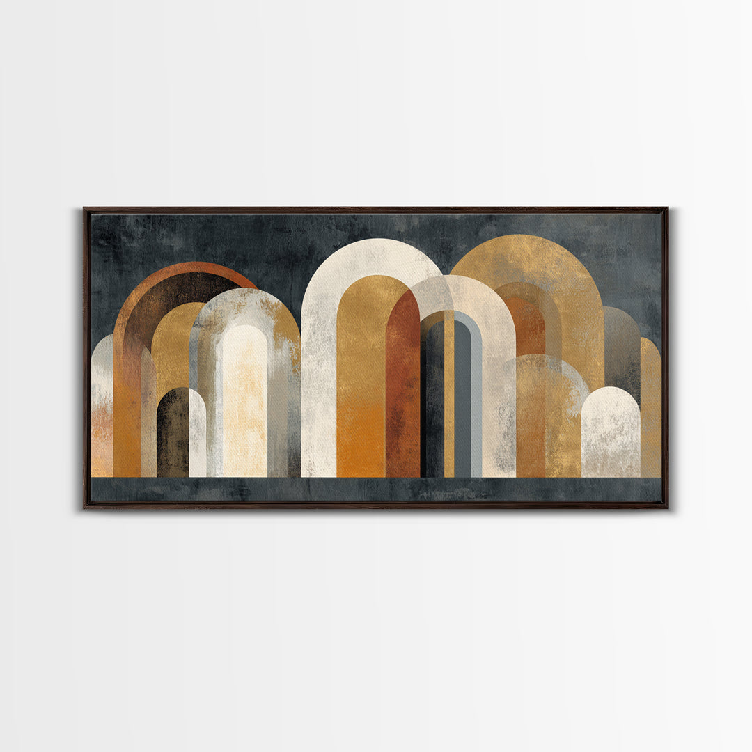 Gold Accented Abstract Arches Canvas Print, Master Bedroom, Minimalist Wall Art, Bedroom Decor, Sanctuary, Over Bed Wall Art, MAS-2x1-76