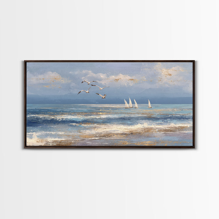 Elegant Moonlit Ocean Horizon Canvas Print, Master Bedroom, Bedroom Prints, Bedroom Decor, Fine Art, Sanctuary, Gallery Decor, MAS-2x1-93