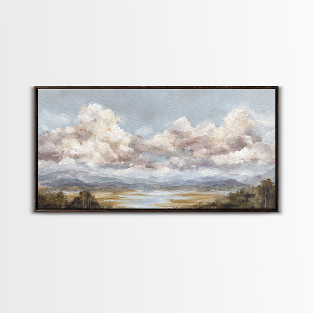 Blush and Taupe Cloudscape Canvas Print, Master Bedroom, Wall Decal, Bedroom Decor, Watercolor Art, Sanctuary, MAS-2x1-98