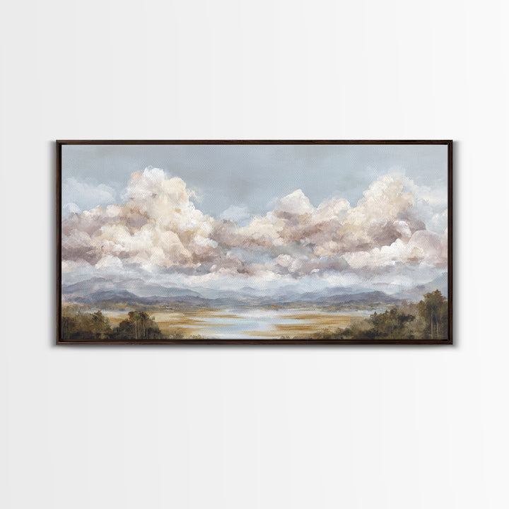 Blush and Taupe Cloudscape Canvas Print, Master Bedroom, Wall Decal, Bedroom Decor, Watercolor Art, Sanctuary, MAS-2x1-98