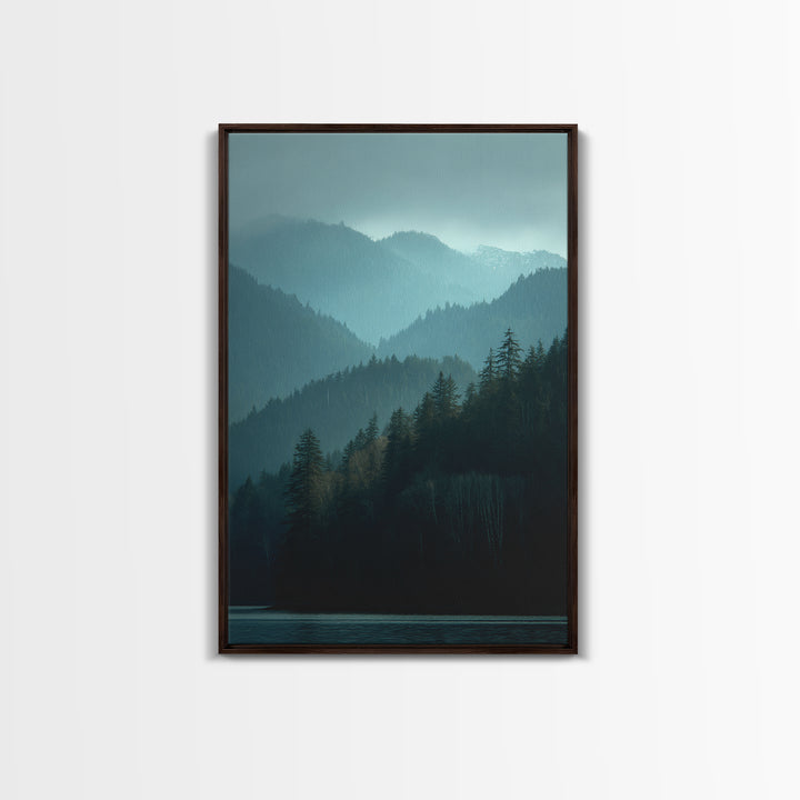 Calm Misty Forest Panorama Framed Canvas Print, Master Bedroom, Wedding Decor, Bedroom Decor, Sanctuary, Rustic Home Decor, MAS-2x3-12