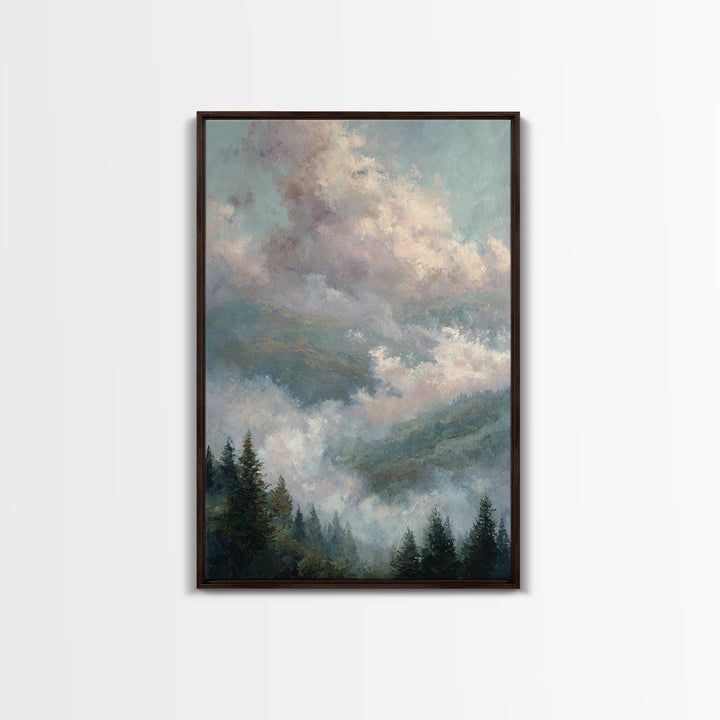 Blush and Taupe Cloudscape Framed Canvas Print, Master Bedroom, Large Wall Art, Bedroom Decor, Sanctuary, Bedroom Prints, MAS-2x3-38