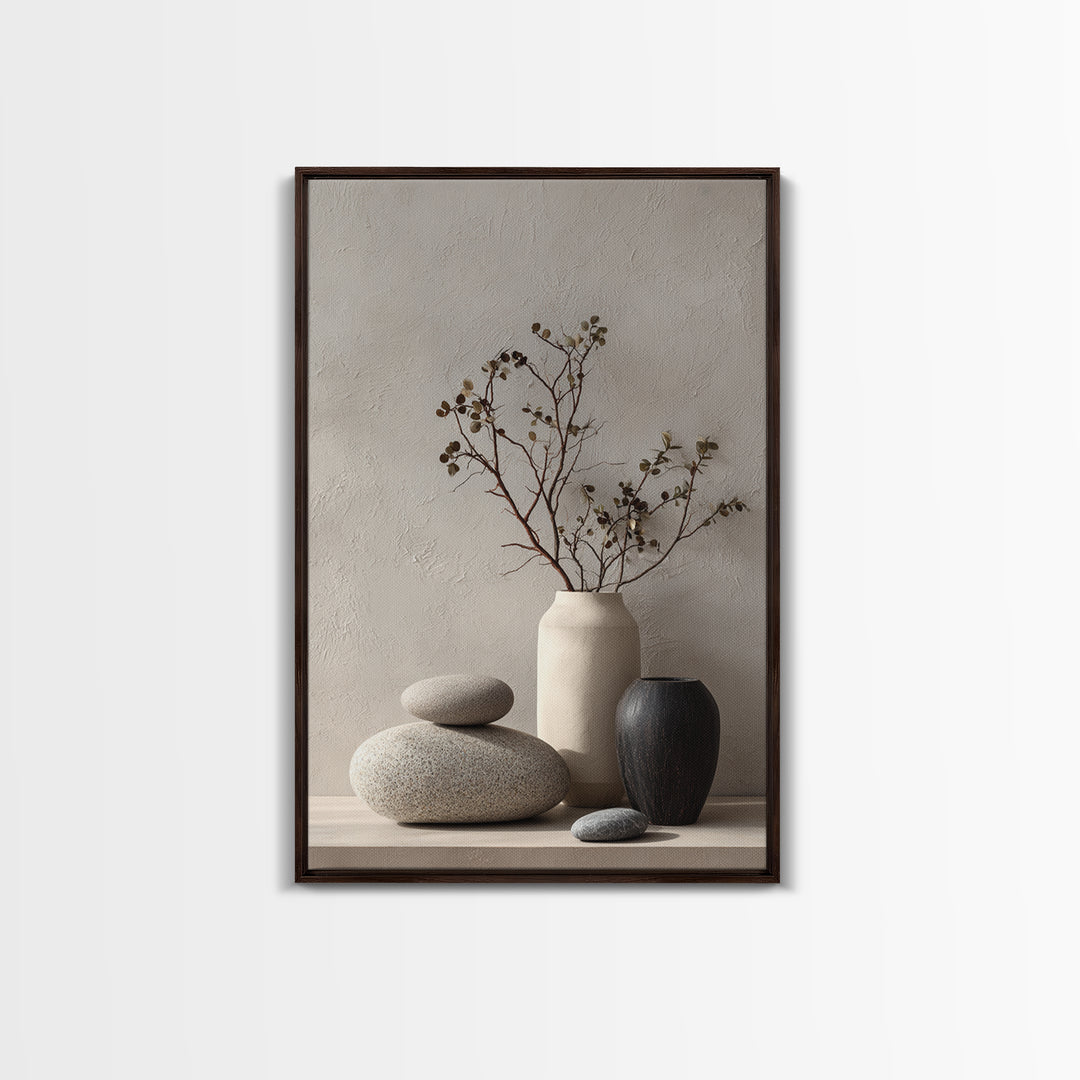 Minimal Stone Shapes Framed Canvas Print, Master Bedroom, Bedroom Decor, Abstract Art, Sanctuary, Bedroom Wall Decor, MAS-2x3-48