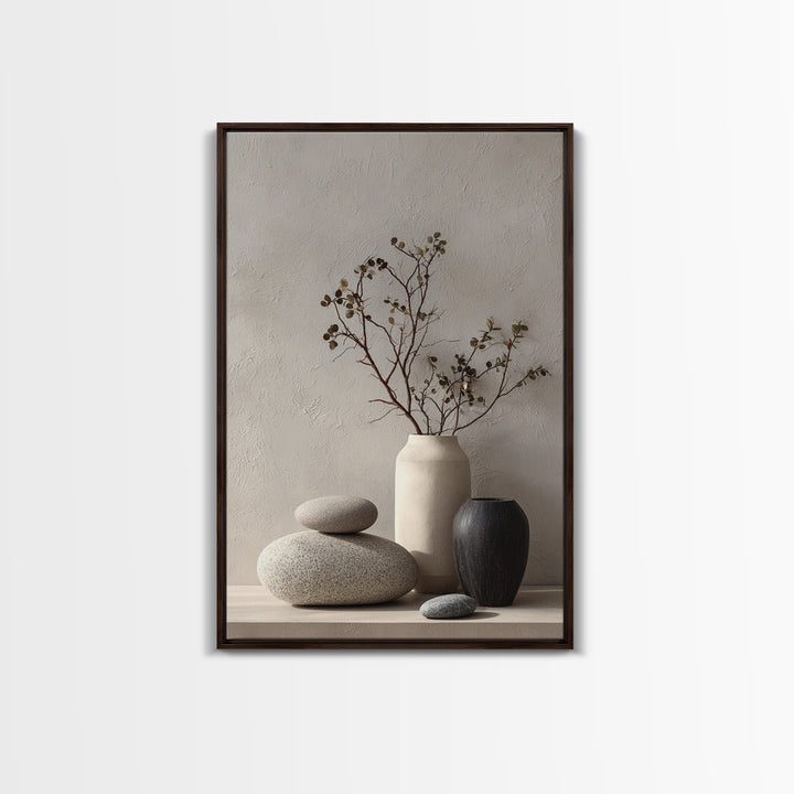 Minimal Stone Shapes Framed Canvas Print, Master Bedroom, Bedroom Decor, Abstract Art, Sanctuary, Bedroom Wall Decor, MAS-2x3-48