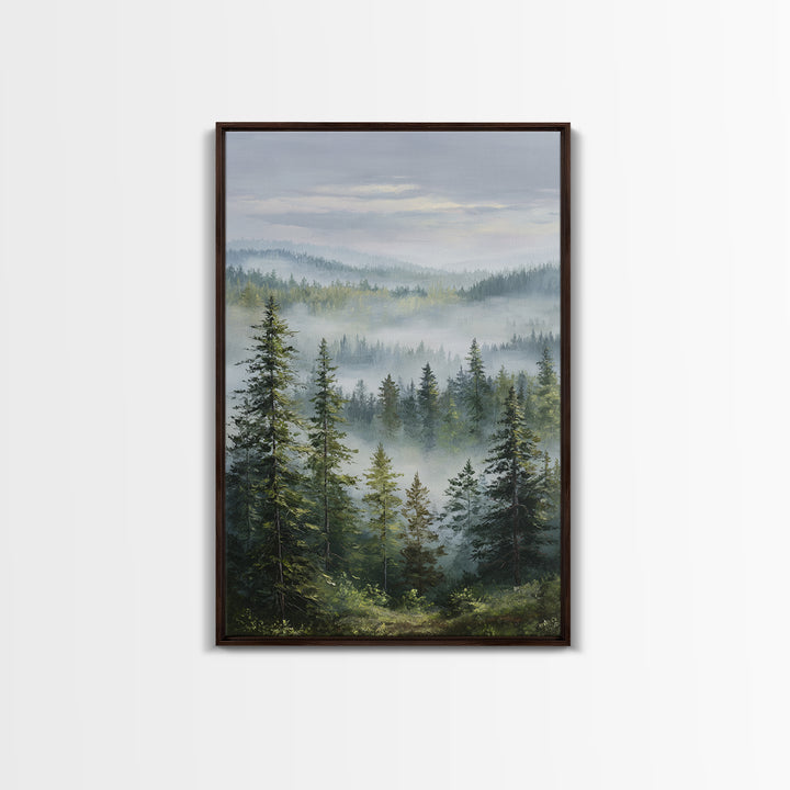 Calm Misty Forest Panorama Framed Canvas Print, Master Bedroom, Printable Art, Bedroom Decor, Sanctuary, Wall Art Bedroom, MAS-2x3-60