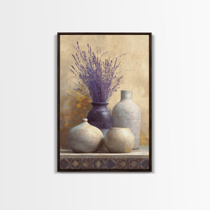 Lavender Field at Twilight Framed Canvas Print, Master Bedroom, Wall Decal, Bedroom Decor, Watercolor Art, Sanctuary, MAS-2x3-74