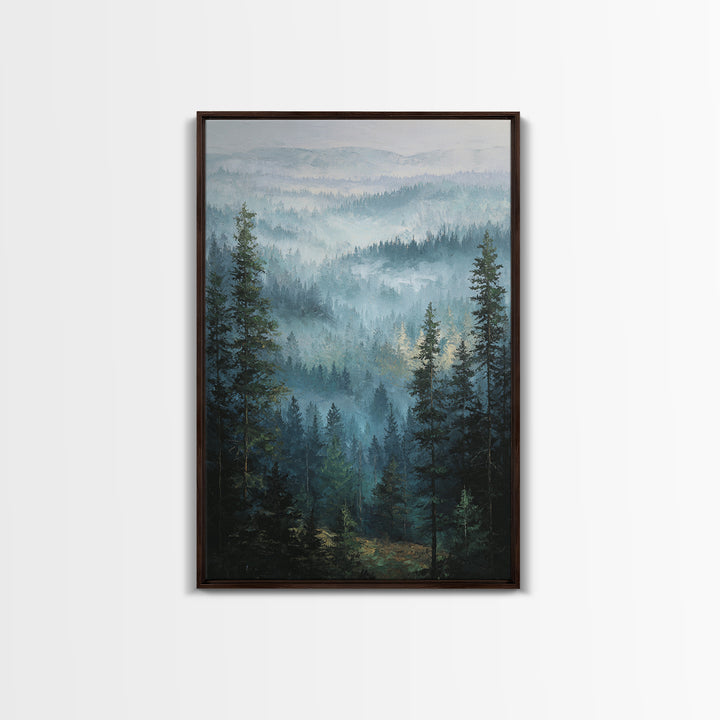 Calm Misty Forest Panorama Framed Canvas Print, Master Bedroom, Modern Decor, Bedroom Decor, Fine Art, Sanctuary, Wall Decor, MAS-2x3-84