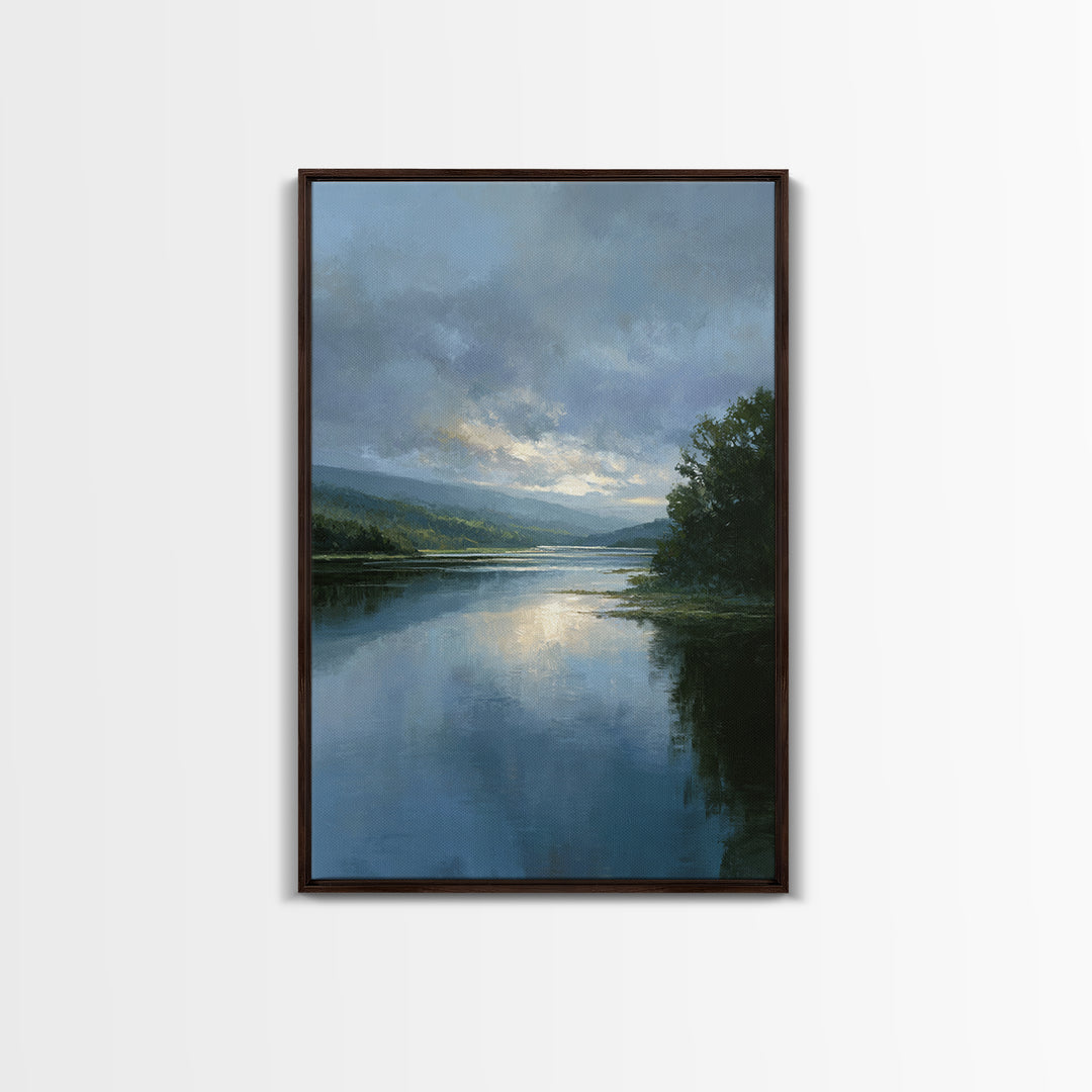 Serene Lake with Pale Morning Reflection Canvas Print, Master Bedroom, Above Bed Wall Decor, Bedroom Decor, Sanctuary, MAS-2x3-87