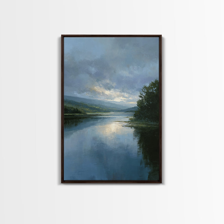 Serene Lake with Pale Morning Reflection Canvas Print, Master Bedroom, Above Bed Wall Decor, Bedroom Decor, Sanctuary, MAS-2x3-87