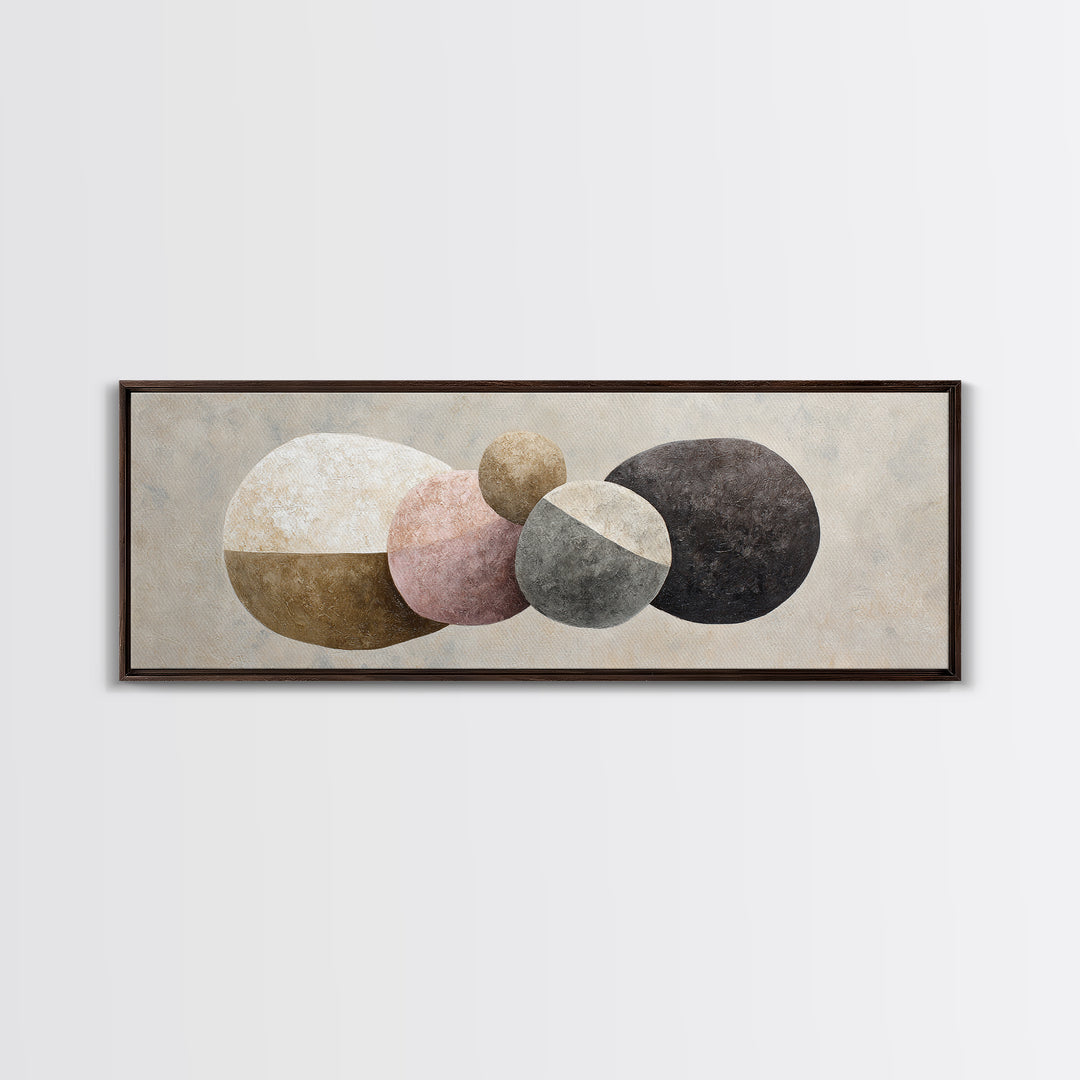 Minimal Stone Shapes Framed Canvas Print, Master Bedroom, Minimalist Decor, Bedroom Decor, Fine Art, Sanctuary, Farmhouse Decor, MAS-3x1-56