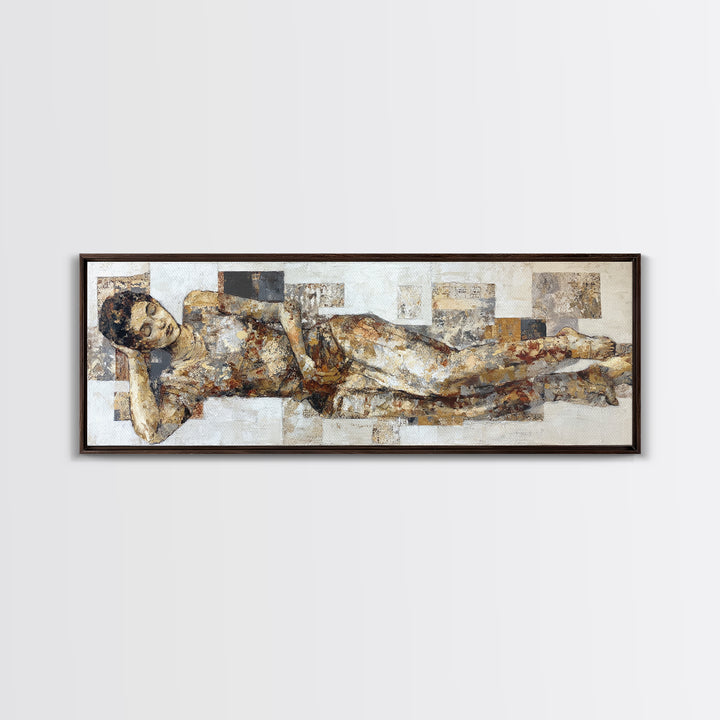 Classical Reclining Figure Implied Through Line Art Canvas Print, Master Bedroom, Boho Decor, Bedroom Decor, Sanctuary, MAS-3x1-62