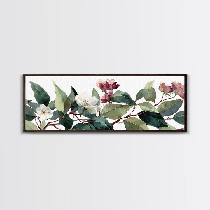 Gentle Eucalyptus Watercolor Branches Canvas Print, Master Bedroom, Art Print, Bedroom Decor, Oil Painting, Sanctuary, MAS-3x1-76