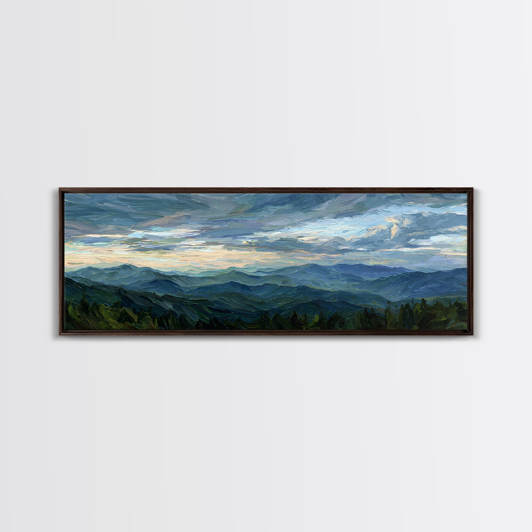 Soft Mountain Ridge Framed Canvas Print, Master Bedroom, Above Bed Wall Decor, Bedroom Decor, Oil Painting, Sanctuary, MAS-3x1-77