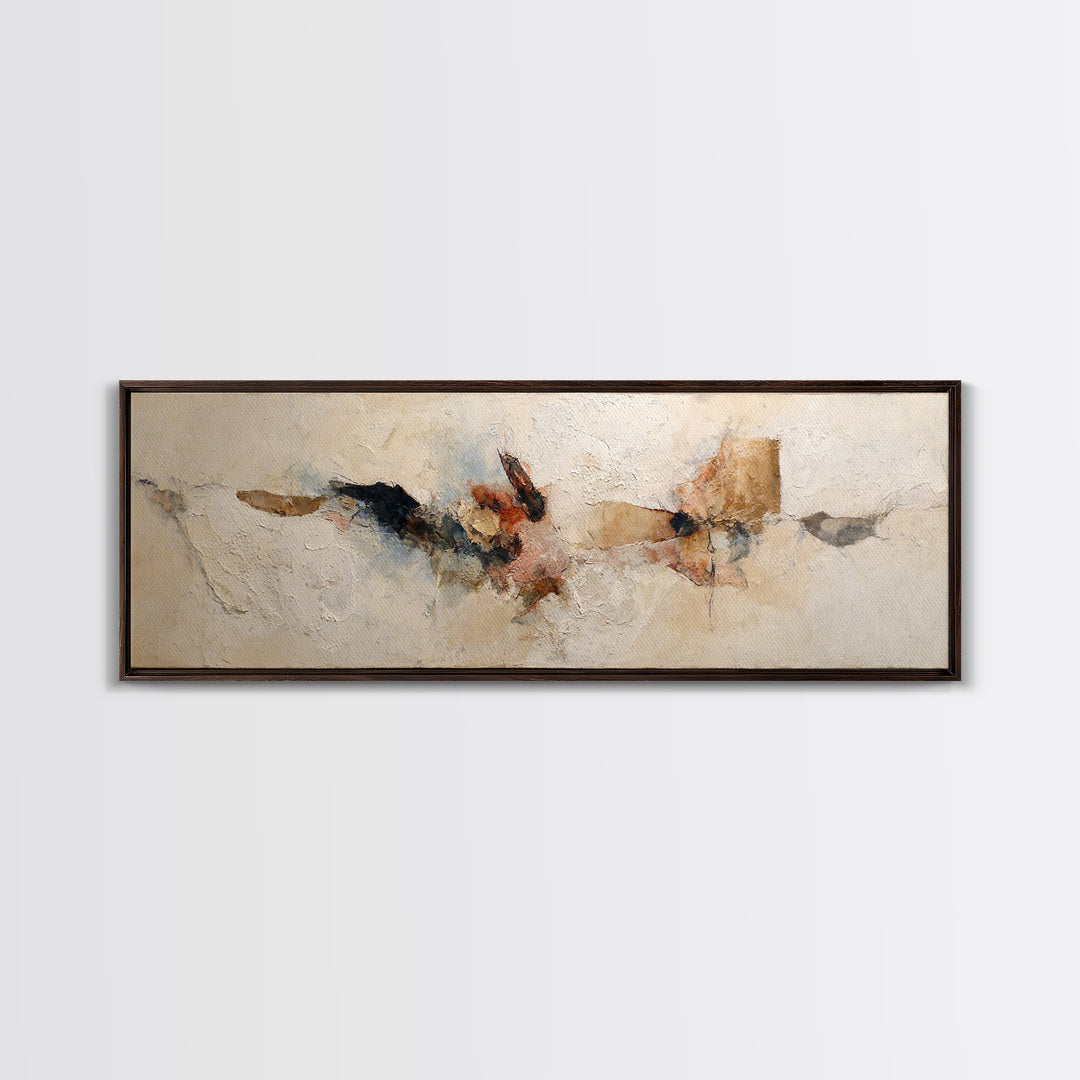 Large Cream Abstract Framed Canvas Print, Master Bedroom, Vinyl Wall Decal, Bedroom Decor, Abstract Art, Sanctuary, MAS-3x1-81