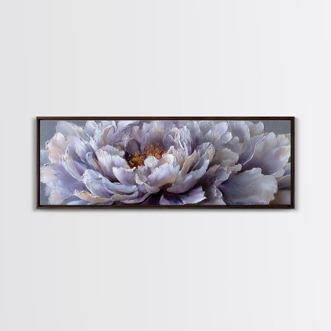 Romantic Neutral Peony Closeup Framed Canvas Print, Master Bedroom, Signs for Home, Bedroom Decor, Fine Art, Sanctuary, MAS-3x1-90