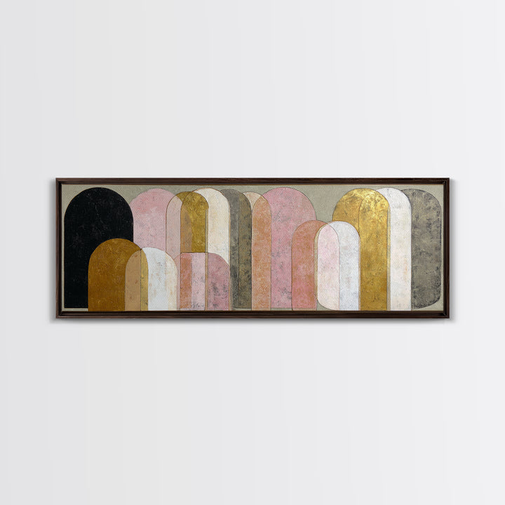 Gold Accented Abstract Arches Canvas Print, Master Bedroom, Textured Painting, Bedroom Decor, Abstract Art, Sanctuary, MAS-3x1-96