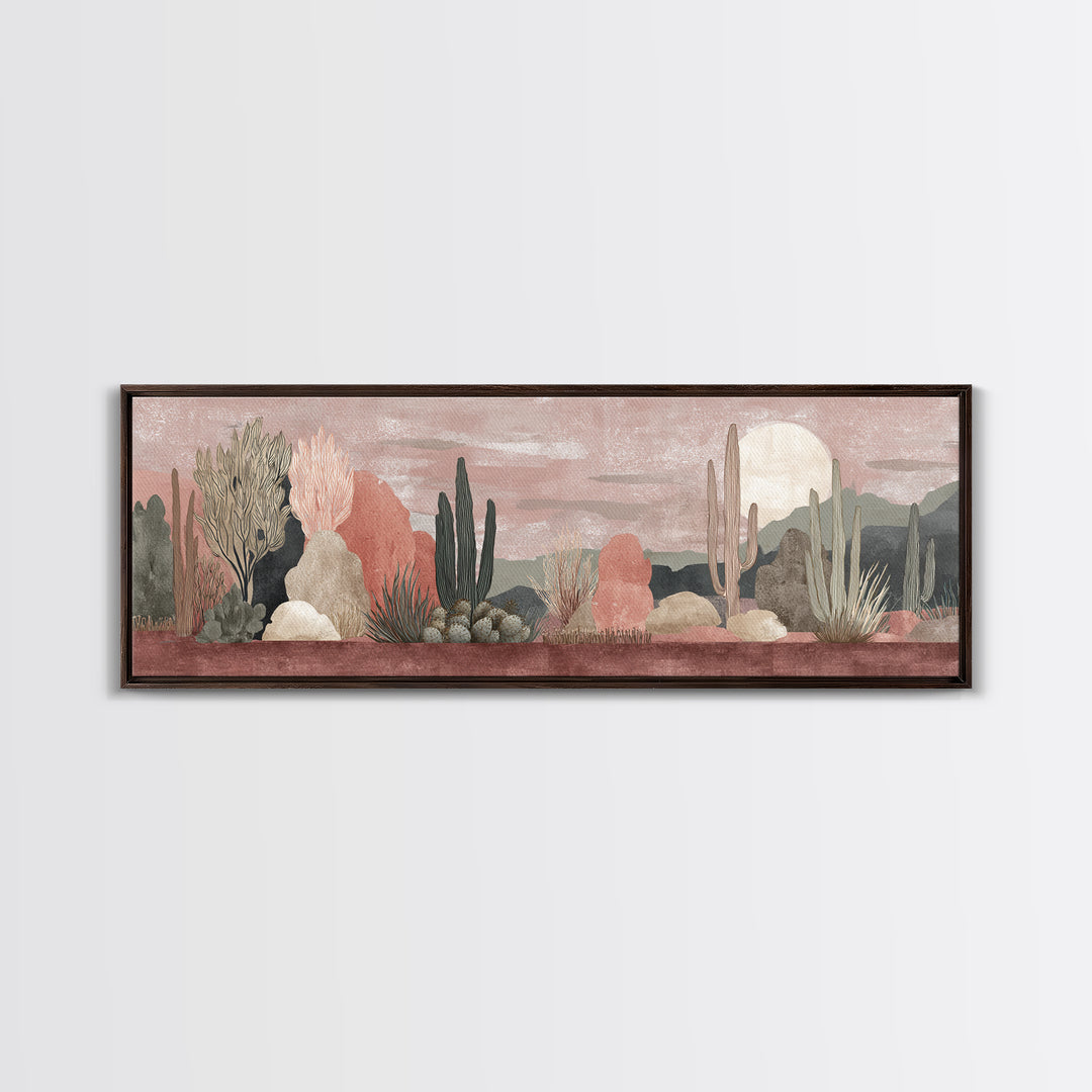 Quiet Desert Dusk Canvas Print, Master Bedroom, Above Bed Wall Decor, Bedroom Decor, Oil Painting, Sanctuary, Textured Painting, MAS-3x1-98