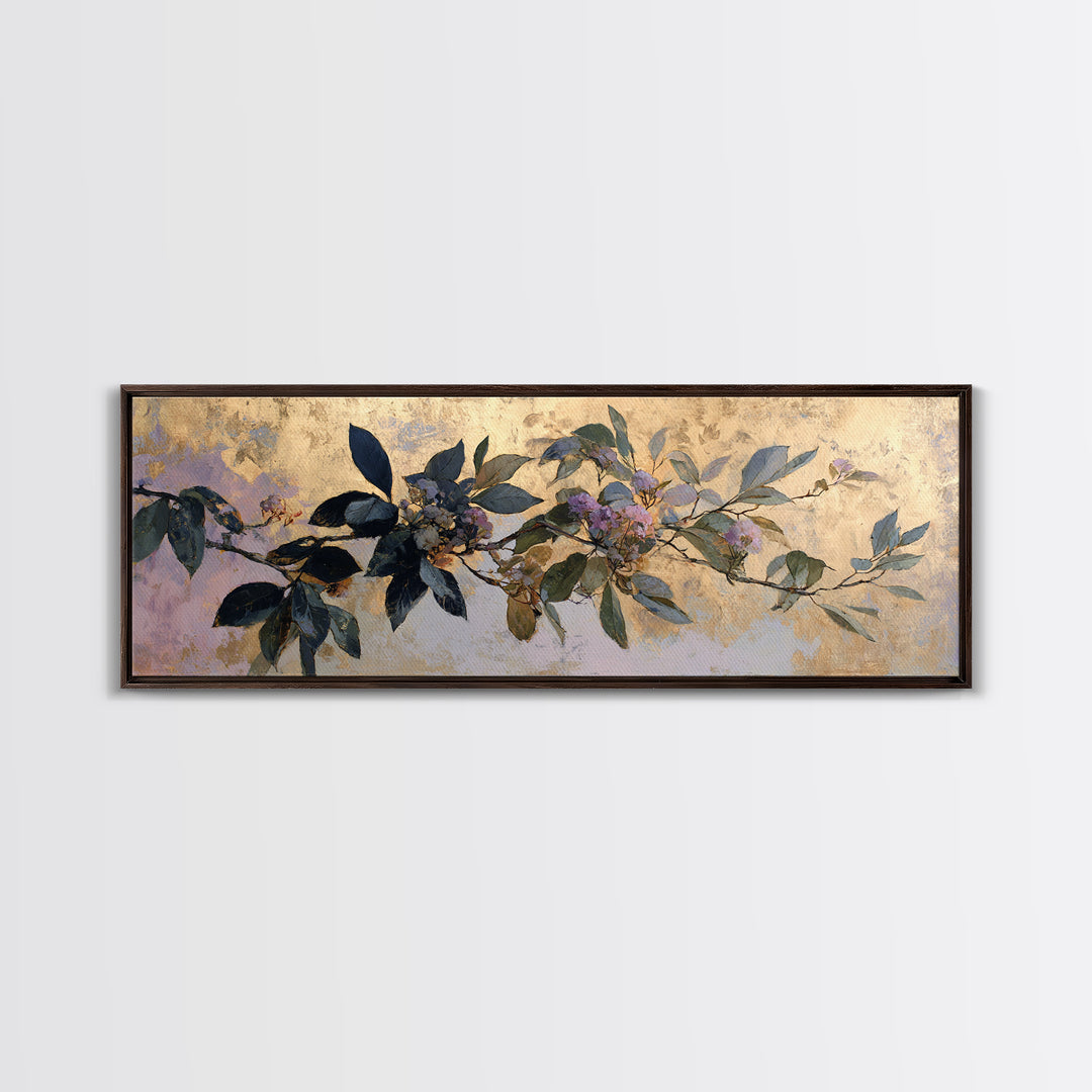 Dreamy Celestial Moon and Botanical Composition Framed Canvas Print, Master Bedroom, Bedroom Decor, Oil Painting, Sanctuary, MAS-3x1-99