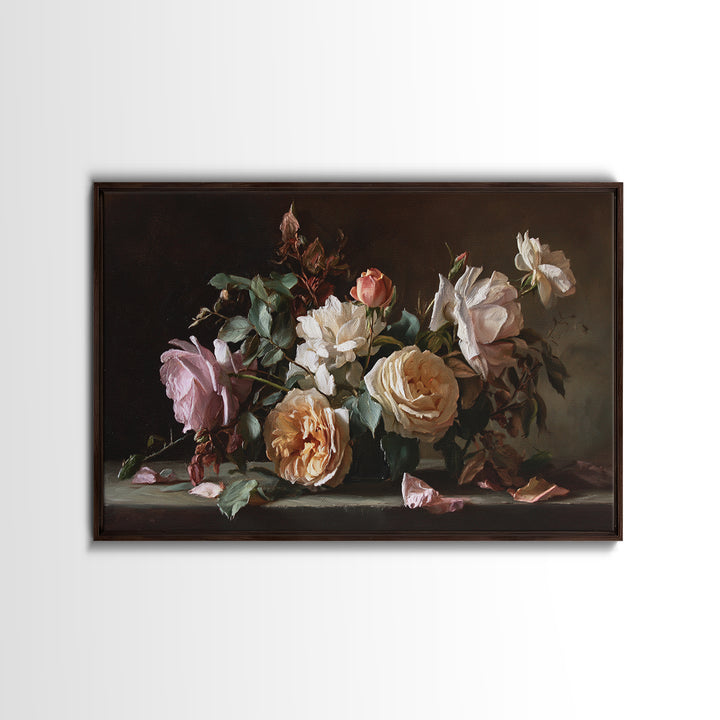 Warm Candlelit Still Life Framed Canvas Print, Master Bedroom, Wall Art, Bedroom Decor, Oil Painting, Sanctuary, MAS-3x2-100