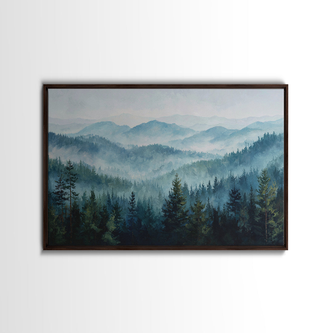 Calm Misty Forest Panorama Canvas Print, Master Bedroom, Room Decor, Bedroom Decor, Sanctuary, Wall Decal, Printable Art, MAS-3x2-56