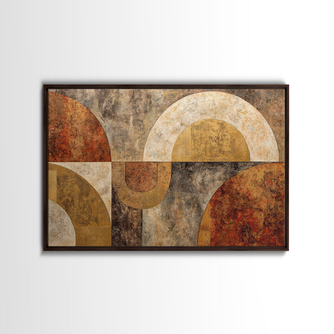 Gold Accented Abstract Arches Framed Canvas Print, Master Bedroom, Textured Painting, Bedroom Decor, Abstract Art, Sanctuary, MAS-3x2-60
