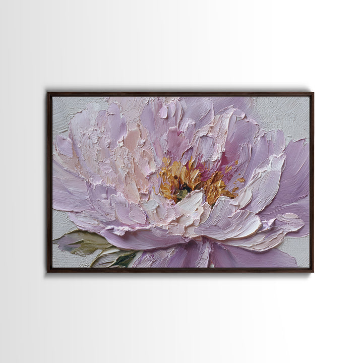 Romantic Neutral Peony Closeup Framed Canvas Print, Master Bedroom, Vinyl Wall Decal, Bedroom Decor, Fine Art, Sanctuary, MAS-3x2-78