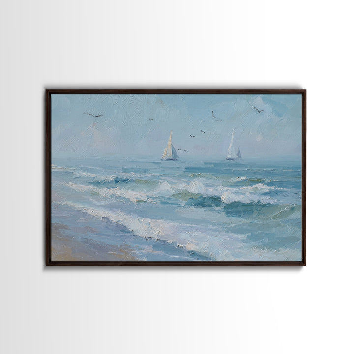 Hotel Coastal Landscape Framed Canvas Print, Master Bedroom, Luxury Decor, Bedroom Decor, Fine Art, Sanctuary, Wedding Decor, MAS-3x2-97
