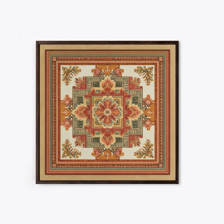 Bohemian Textile Pattern Framed Canvas Print, Maximalist Art, Art Nouveau, Living Room Decor, Maximal, Living Room Wall Art, MAX-1x1-44