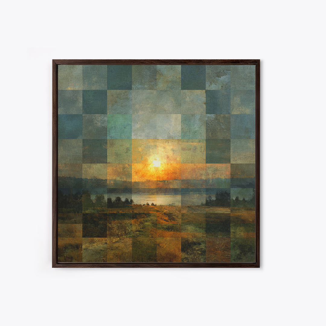 Eclectic Checkerboard Landscape Canvas Print, Maximalist Art, Fine Art Print, Living Room Decor, Maximal, Digital Prints, MAX-1x1-5