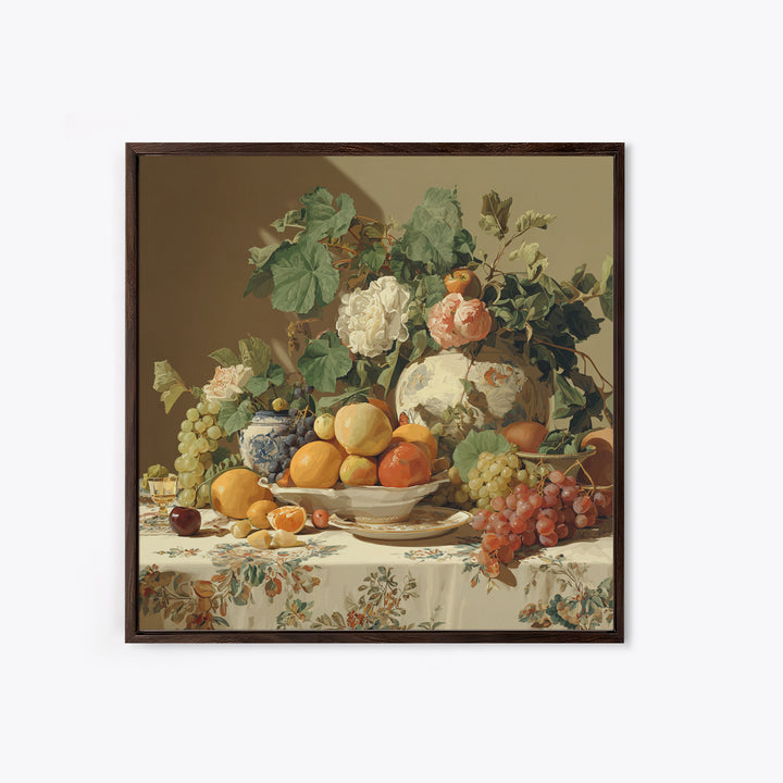 Rococo Fruit Feast Framed Canvas Print, Maximalist Art, Neutral Decor, Living Room Decor, Fine Art, Maximal, Home Decor, MAX-1x1-63