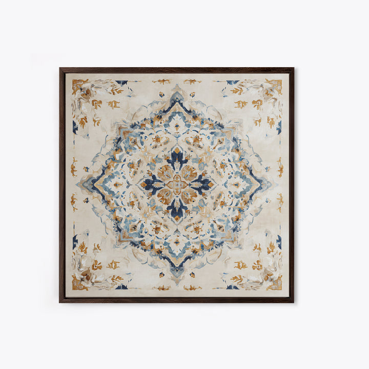 Bohemian Textile Pattern Framed Canvas Print, Maximalist Art, Modern Wall Art, Living Room Decor, Maximal, Statement Artwork, MAX-1x1-68