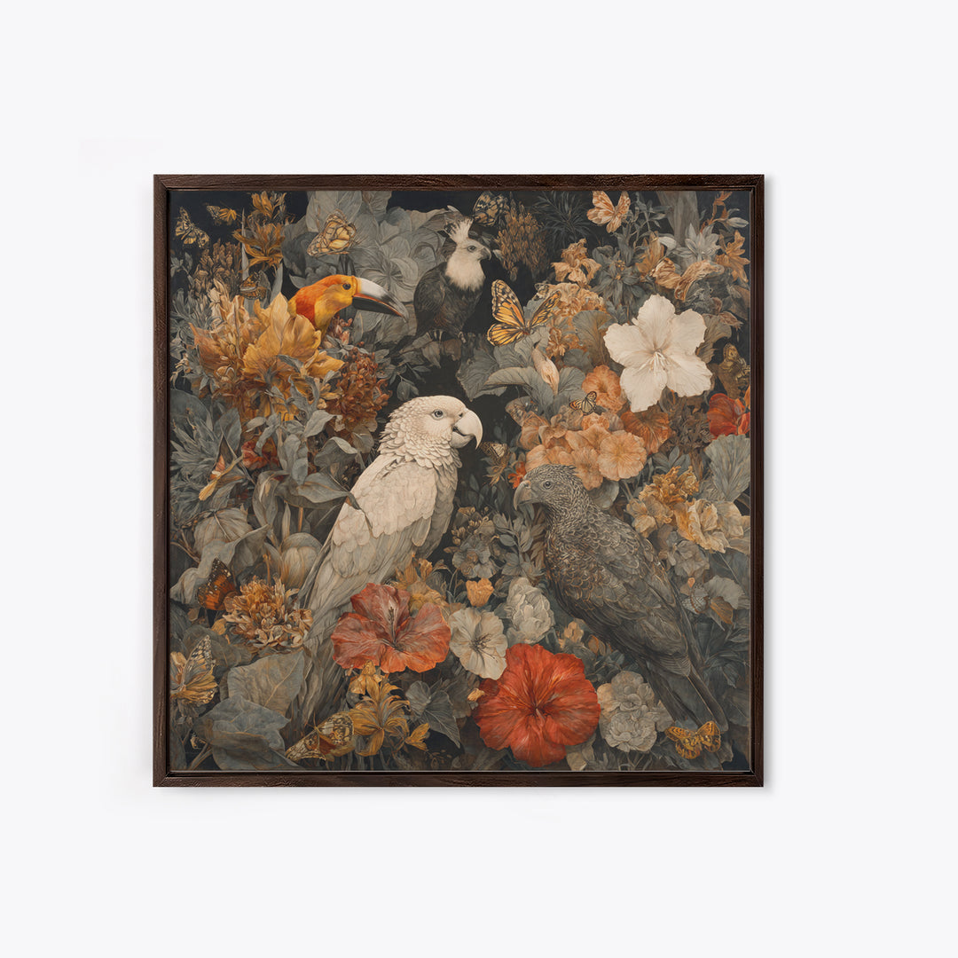 Explosive Floral Jungle Framed Canvas Print, Maximalist Art, Home Decor, Living Room Decor, Fine Art, Maximal, Printable Art, MAX-1x1-73