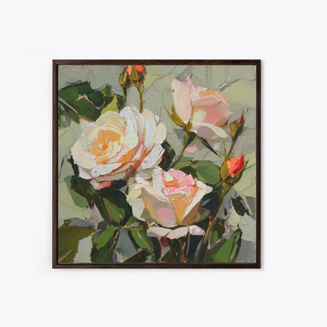 Baroque Roses Mixed Framed Canvas Print, Maximalist Art, Statement Artwork, Living Room Decor, Abstract Art, Maximal, MAX-1x1-78