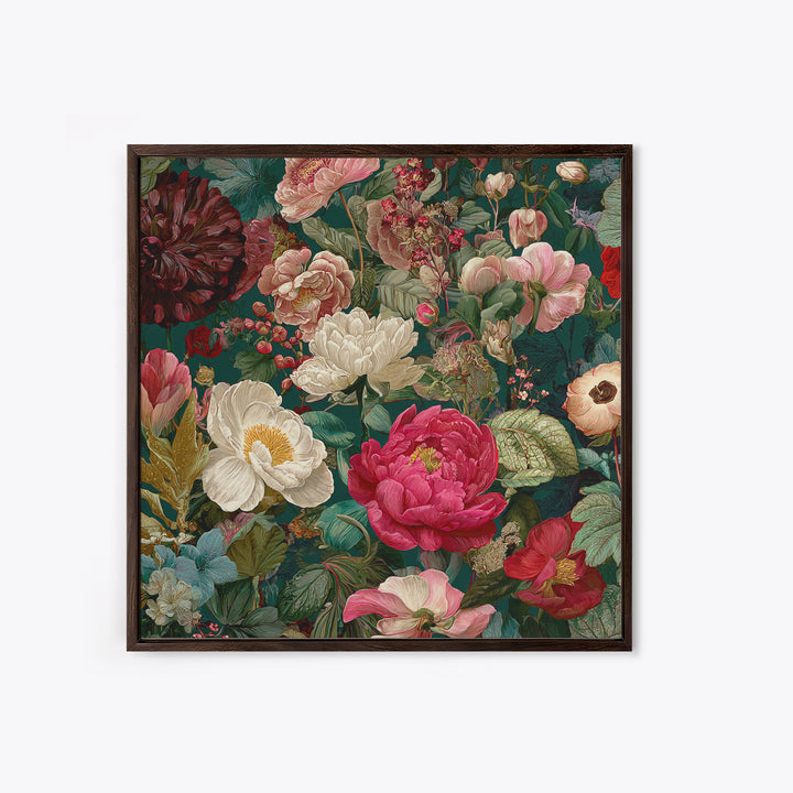 Crowded Botanical Tapestry Framed Canvas Print, Maximalist Art, Boho Decor, Living Room Decor, Fine Art, Maximal, Art Print, MAX-1x1-79
