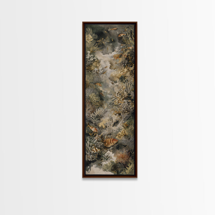 Wild Coral Reef Framed Canvas Print, Maximalist Art, Textured Painting, Living Room Decor, Fine Art, Maximal, Digital Wall Art, MAX-1x3-29
