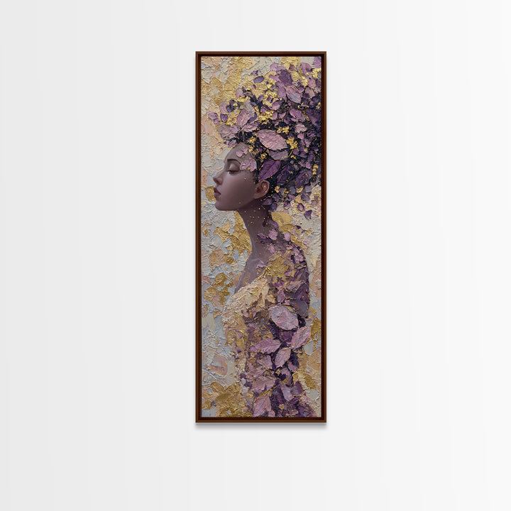 Patterned Moon Goddess Framed Canvas Print, Maximalist Art, Digital Art, Living Room Decor, Fine Art, Maximal, Pink Wall Art, MAX-1x3-36