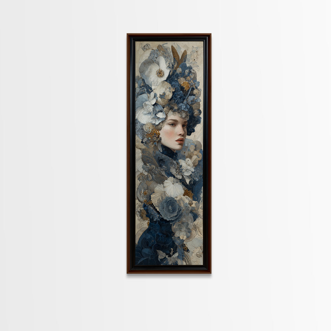 Ornate Portrait with Layered Textiles and Jewels Canvas Print, Maximalist Art, Digital Print, Living Room Decor, Maximal, MAX-1x3-40