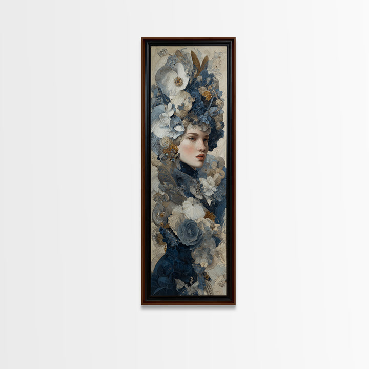Ornate Portrait with Layered Textiles and Jewels Canvas Print, Maximalist Art, Digital Print, Living Room Decor, Maximal, MAX-1x3-40