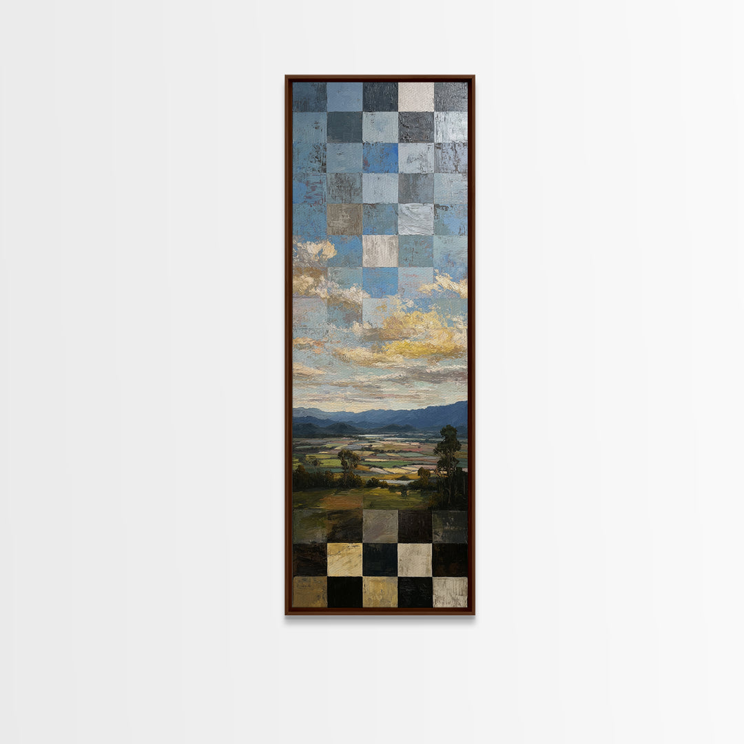 Eclectic Checkerboard Landscape Canvas Print, Maximalist Art, Art Print, Living Room Decor, Fine Art, Maximal, Boho Wall Art, MAX-1x3-65