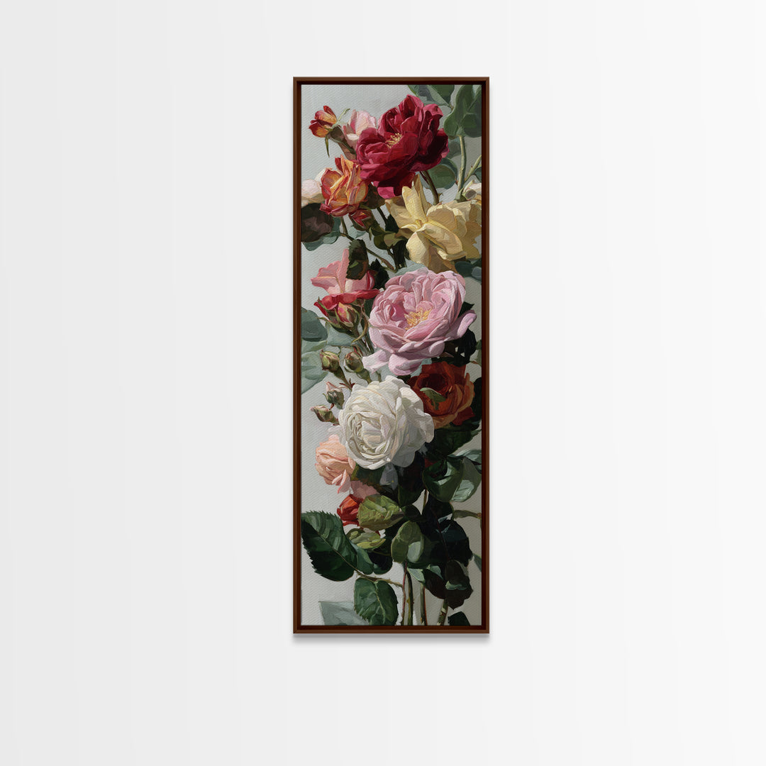 Baroque Roses Mixed Framed Canvas Print, Maximalist Art, Luxury Decor, Living Room Decor, Abstract Art, Maximal, MAX-1x3-66
