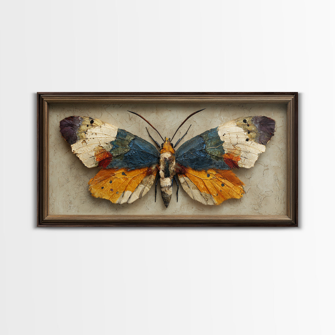 Framed Butterfly Collection Framed Canvas Print, Maximalist Art, Original Painting, Living Room Decor, Fine Art, Maximal, MAX-2x1-43