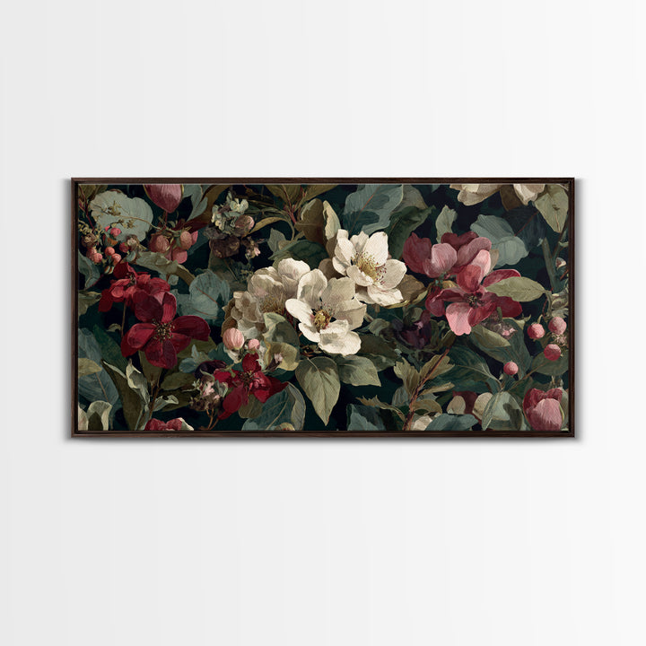 Crowded Botanical Tapestry Framed Canvas Print, Maximalist Art, Abstract Wall Art, Living Room Decor, Fine Art, Maximal, MAX-2x1-51